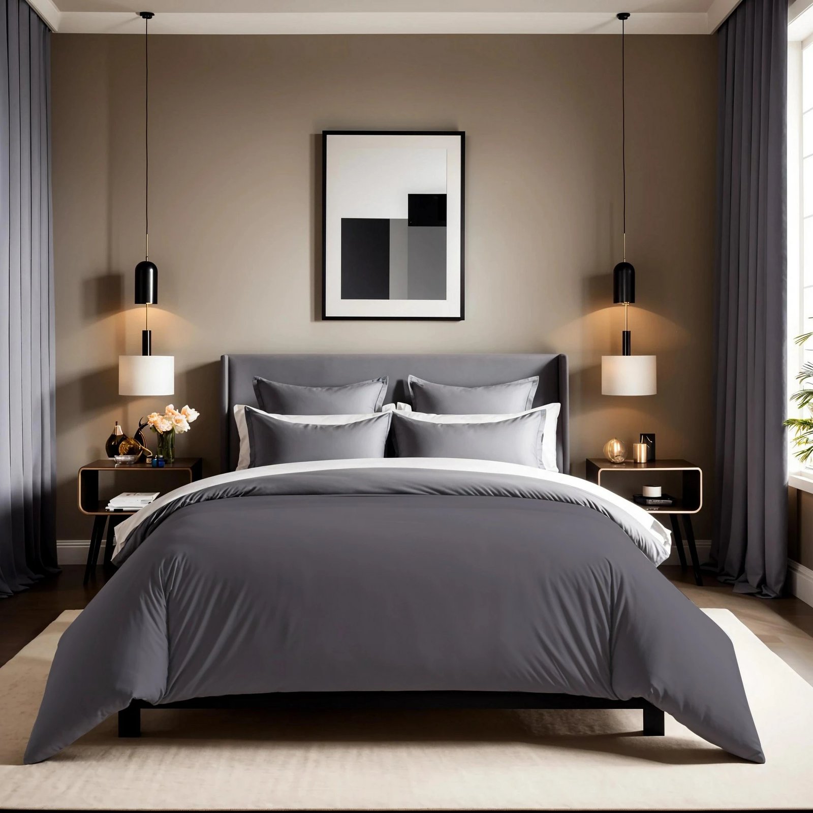 Mbulesë jorgani king ranforce, ngjyrë gri e errët, L'essentiel, 240x220cm