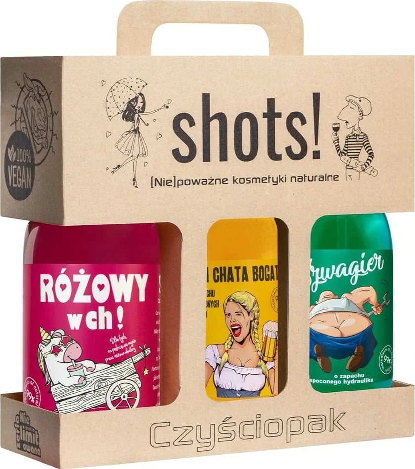 Set xhel dushi unisex LaQ Shots! Pink Clean Pack, Czym Chata Bogata, Szwagier, 3x500ml Set xhel dushi unisex LaQ Shots! Pink Clean Pack, Czym Chata Bogata, Szwagier, 3x500ml