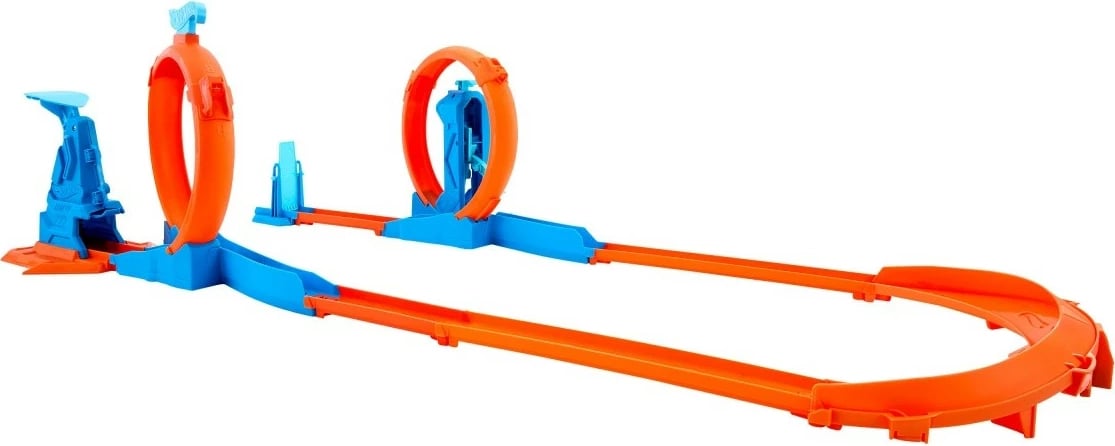 Set pistë garash Hot Wheels Track Creator Triple Loop, me makinë lodër, shumëngjyrëshe