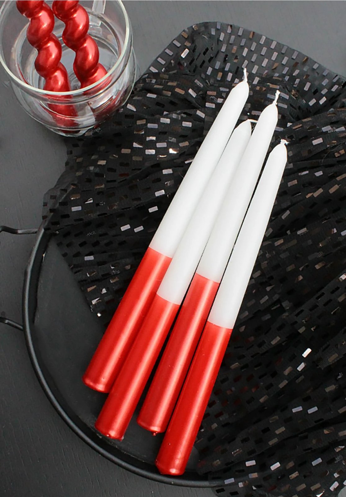 Set qirinjsh dekorativ (4 copë), dyngjyrësh, të kuq, Evila Originals Set qirinjsh dekorativ (4 copë), dyngjyrësh, të kuq, Evila Originals