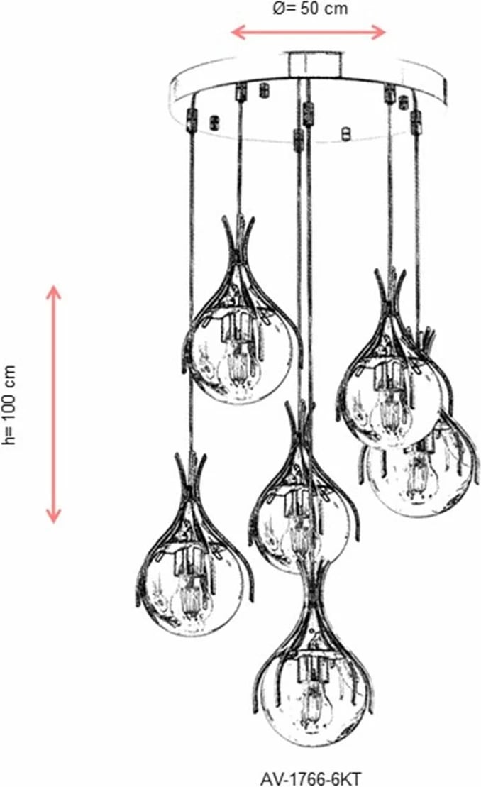 Llambë tavani moderne, Opviq, AV-1766-6KT, krom