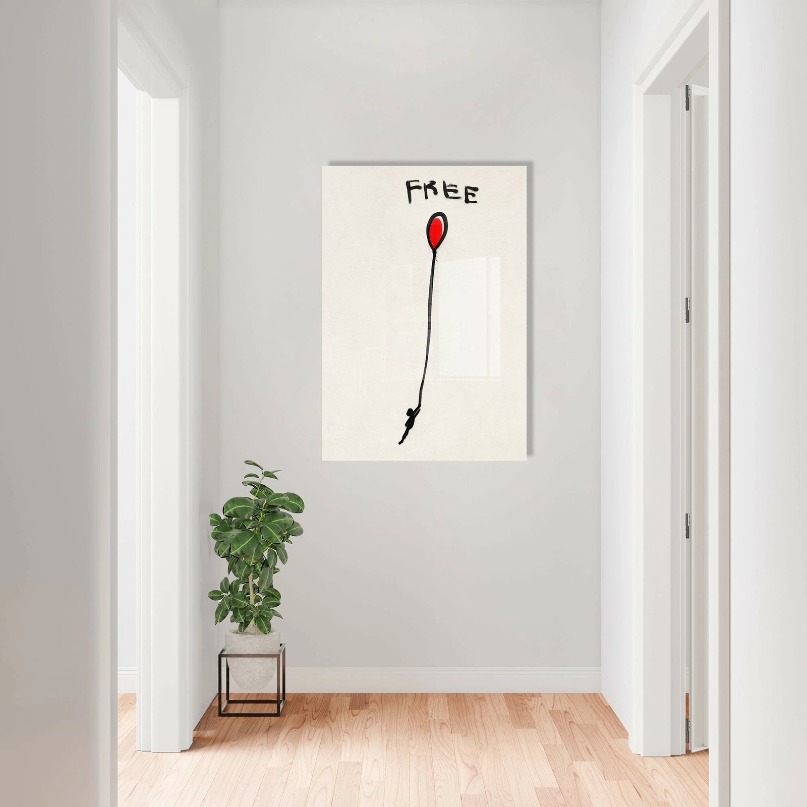 Pikturë dekorative prej xhami të temperuar, Banksy, shumëngjyrëshe, 30x45cm