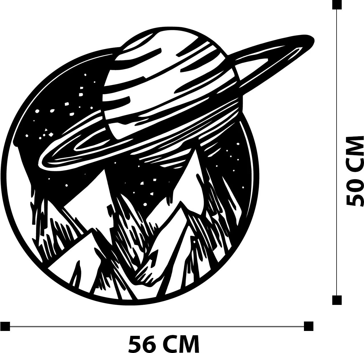 Aksesor dekorativ metalik për mur, Wallity Venus, ngjyrë e zezë, 56x50cm