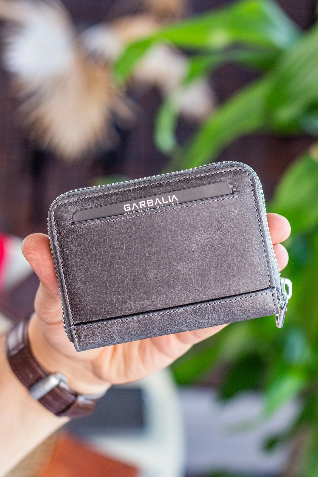 Portofol unisex, lëkurë natyrale, ngjyrë gri, Sydney