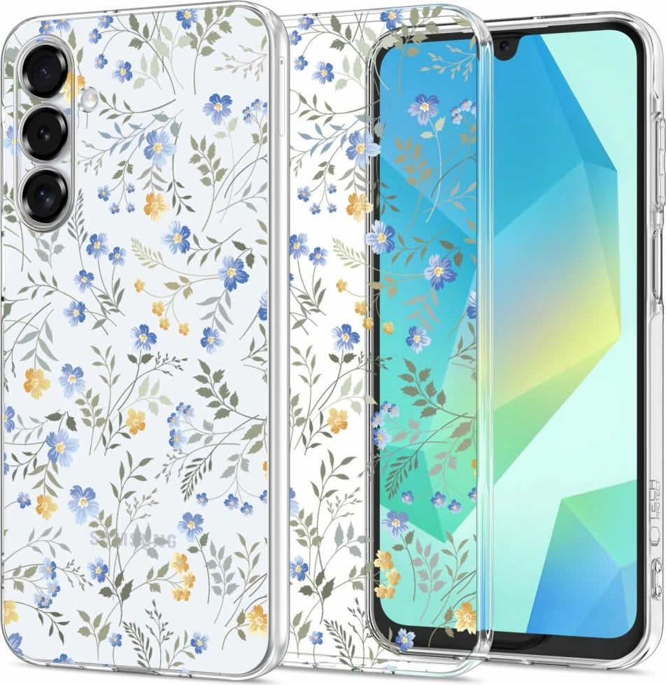 Mbështjellës Tech-Protect FlexAir+ për Samsung Galaxy A16, Transparent, me lule