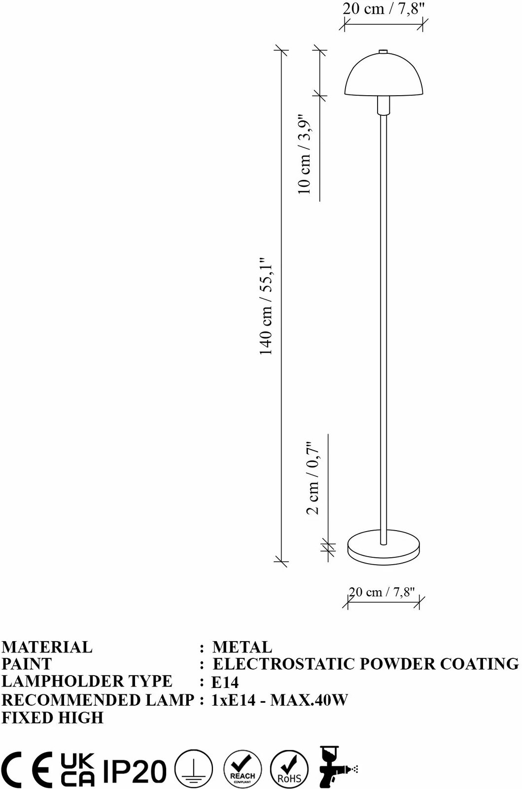 Llambë dyshemeje Opviq, ngjyrë ari antik, Togg - 14816
