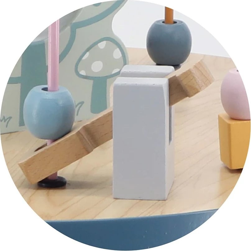 tavolinë aktivitetesh druri Viga, labirinte me rruaza dhe ingranazhe, ah, për 24m+, 38x65x38 cm, shumëngjyrëshe