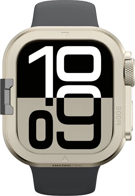 Mbështjellës metalik smartwatch AmazingThing Titan Pro për Apple Watch 11 46mm, aliazh alumini, montim snap-on, titanium