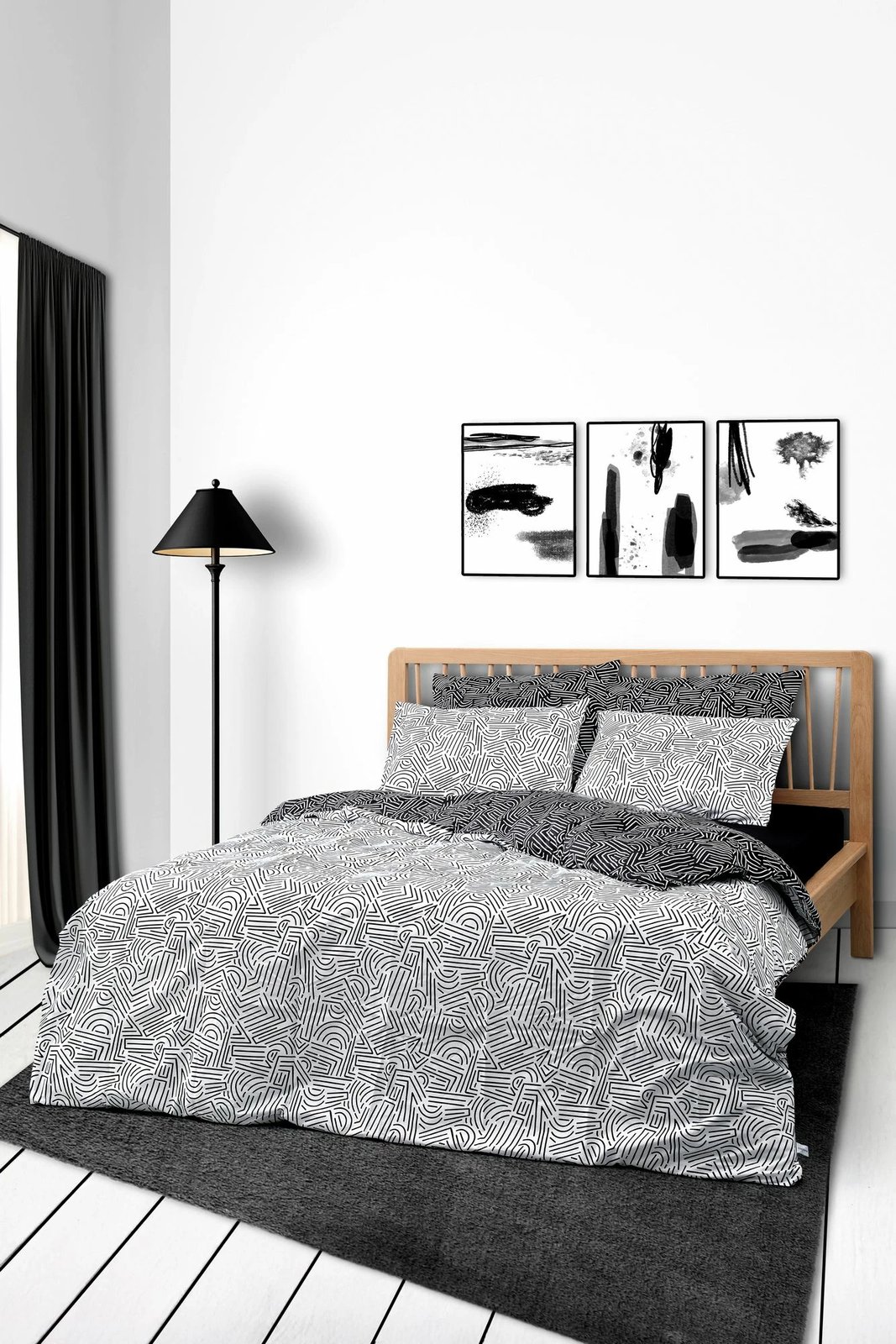 Set mbulesë për jorgan dopio Ranforce, ngjyrë e zezë, L'Essentiel Linge de Maison, Maze