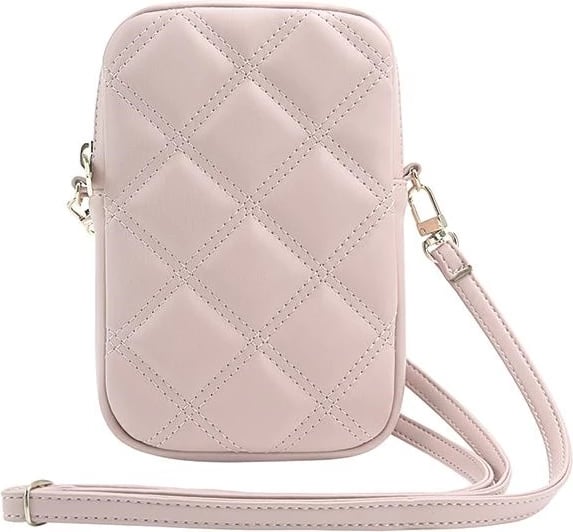 Mbështjellës Guess Zip Quilted 4G për celular, Rozë