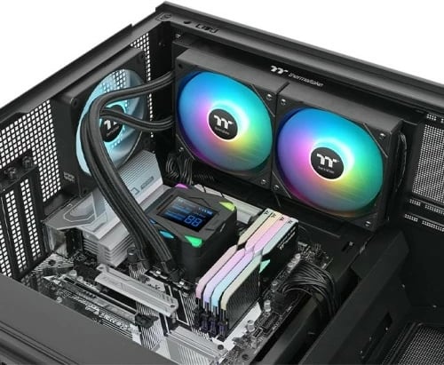 Ftohës CPU me ujë AIO, Thermaltake LA240-S ARGB CL-W461-PL12SW-A, radiator 240mm, 2x120mm deri 2500RPM, ekran LCD 2.4", ARGB