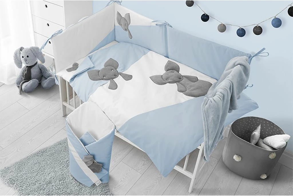 Set shtrati për bebe, Belisima, Mouse, pambuk 100%, jorgan 100x135, jastëk 40x60, çarçaf me llastik 180 cm, blu, set 3 copë