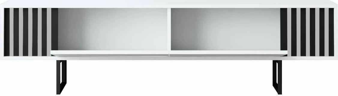 Komodë TV Hanah Home, Chrome Line, e bardhë dhe e zezë