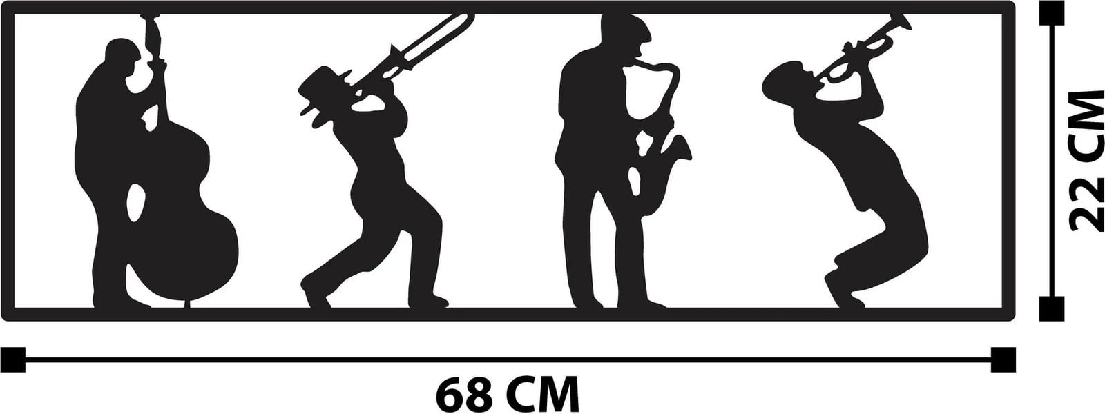 Aksesor dekorativ metalik për mur, Wallity Faraza, ngjyrë e zezë, 68x22cm