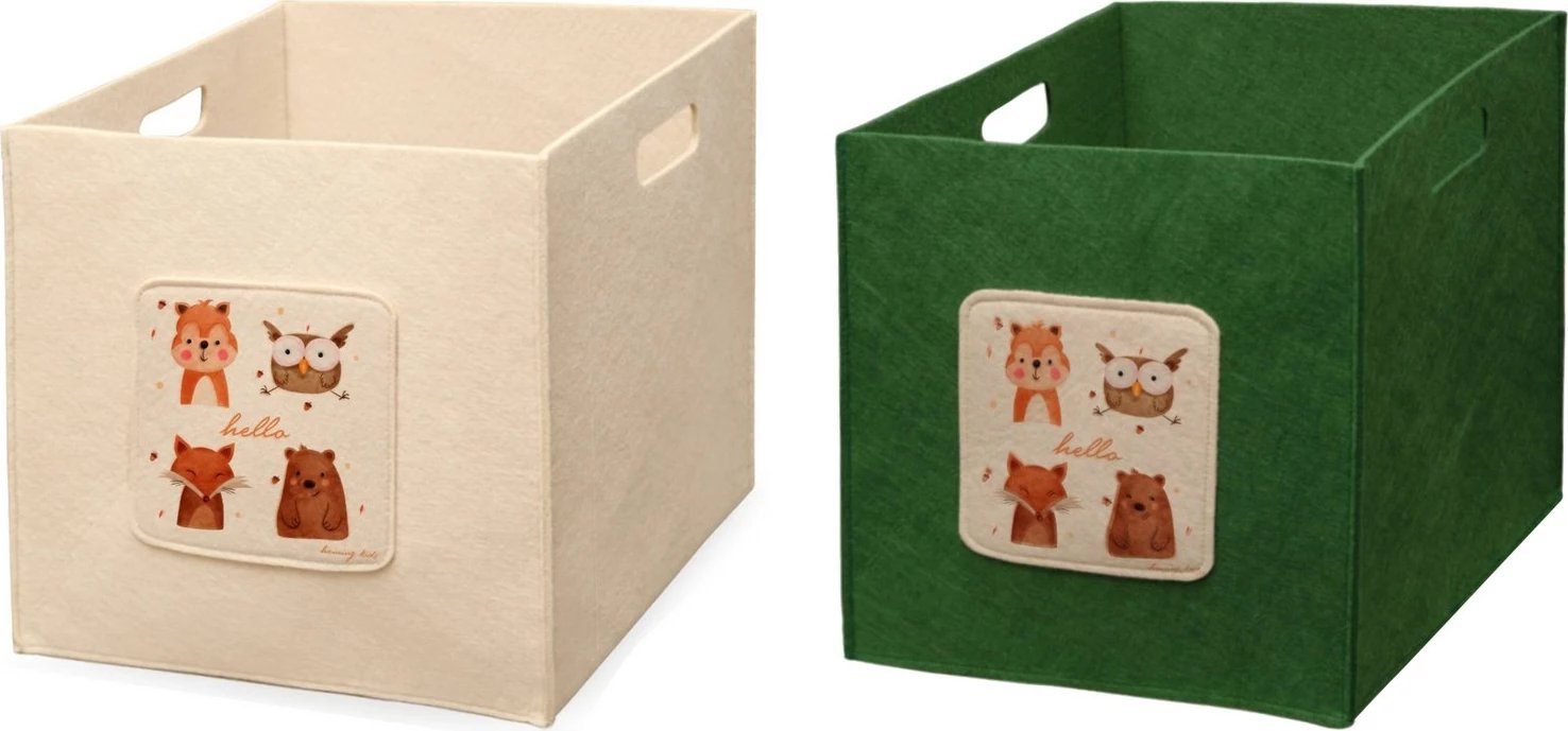 Set shporta organizuese prej fëlti, ngjyrë e gjelbër dhe krem, Aberto Design, HMY-6258, 30x30x30cm (2 copë)