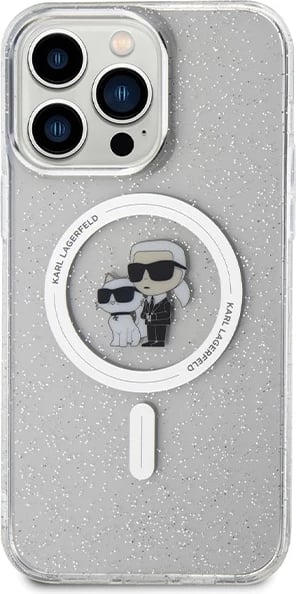 Mbështjellës Karl Lagerfeld KLHMP14XHGKCNOT për iPhone 14 Pro Max 6.7", transparent, Glitter MagSafe