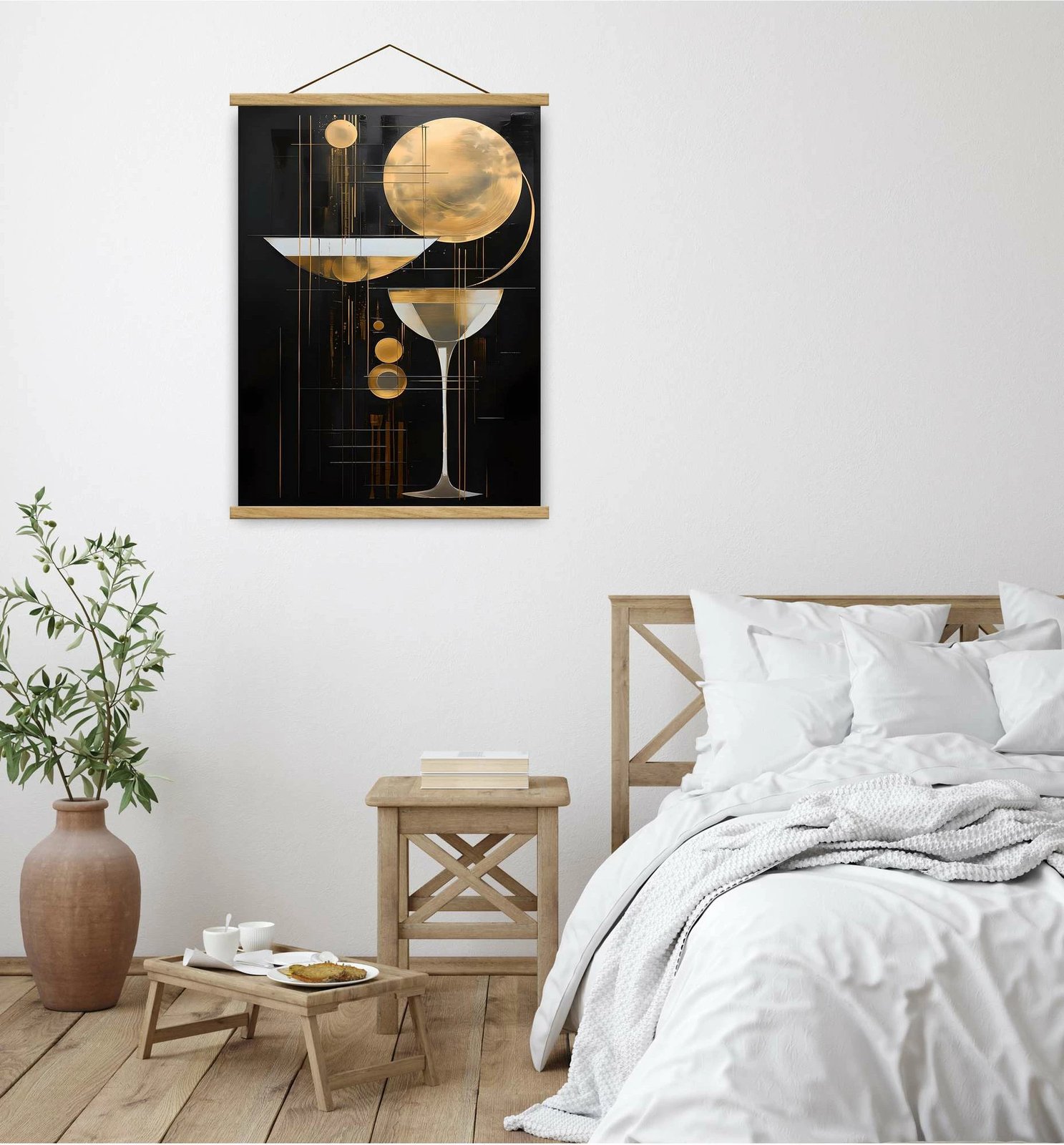 Pikturë dekorative me kornizë Wallity, MRG76, ari, e zezë, argjend, 50x70cm