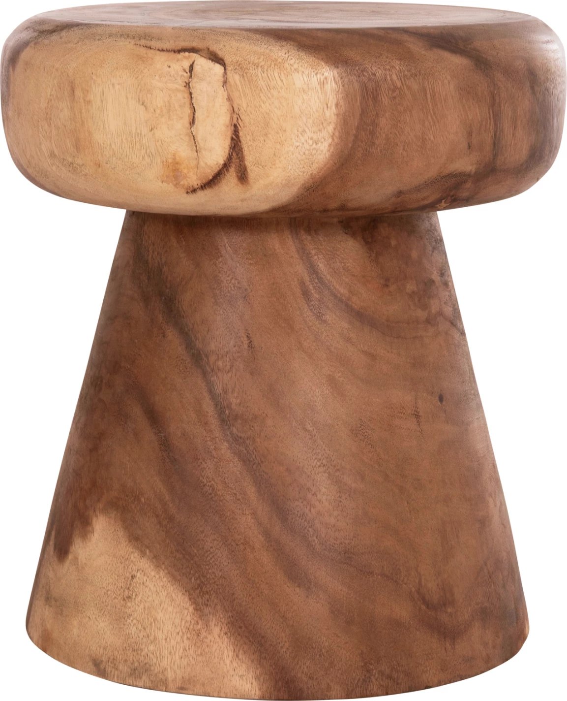 Tavolinë anësore e rrumbullakët CUPRE, dru suar i fortë, ngjyrë natyrale, FH9793.11, 40x45cm