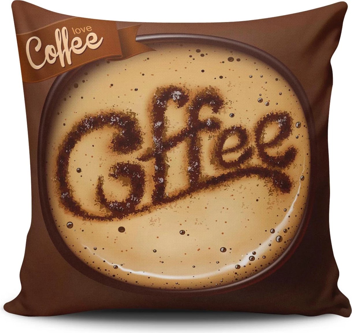 Jastëk dekorativ, shumëngjyrësh, motiv kafeje, Evila Originals, NKLF-256, 43x43cm