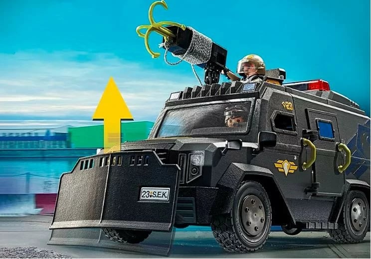 Set lodrash Playmobil City Action 71144, automjet terreni për forca speciale, me drita dhe tinguj, 73 pjesë