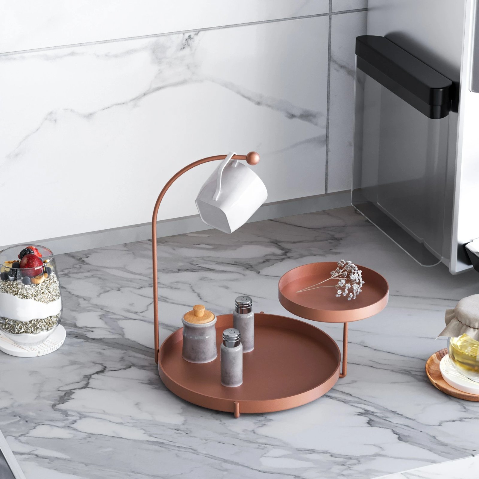 Aksesor dekorativ metalik Aberto Design, Knidos-A, ngjyrë bakri