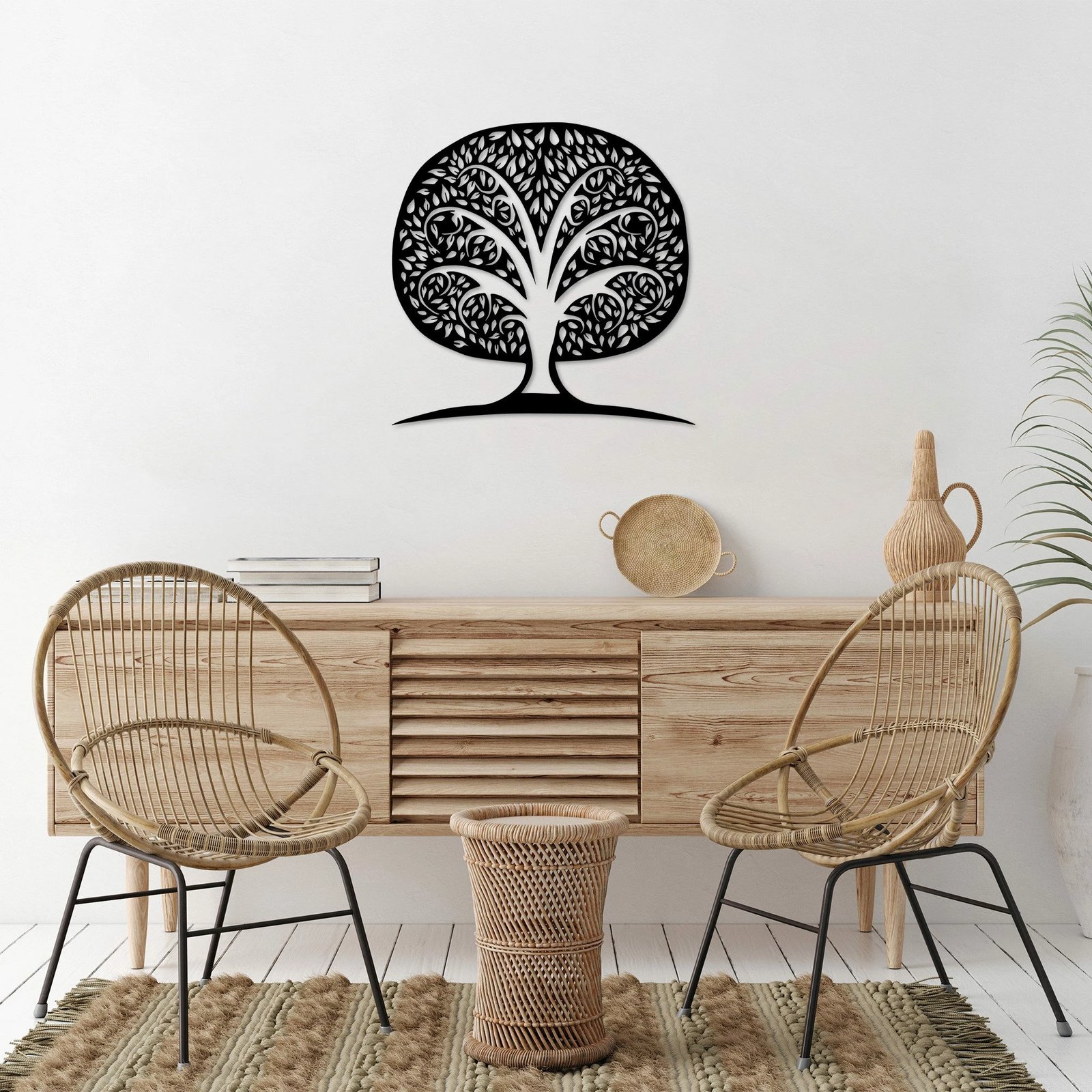 Aksesor dekorativ muri prej metali, Wallity, Pema Monumentale 7, ngjyrë e zezë, 71x70cm