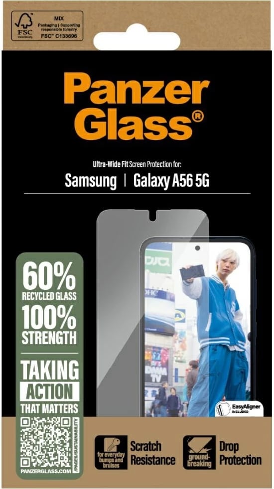 Mbështjellës xhami PanzerGlass për Samsung Galaxy A56 5G, Ultra-Wide Fit