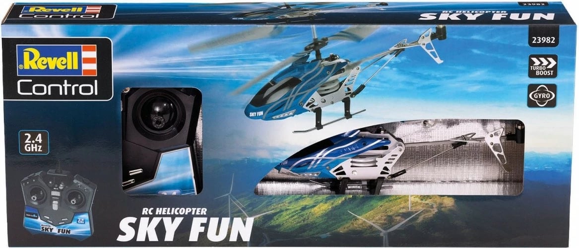 Helikopter me telekomandë Revell RC Sky Fun, 18.5 cm, i zi/blu/gri