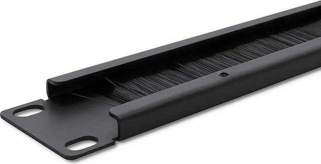 Panel me furçë për kabinete RACK 19", Qoltec 54513, 1U, Çelik, Zi