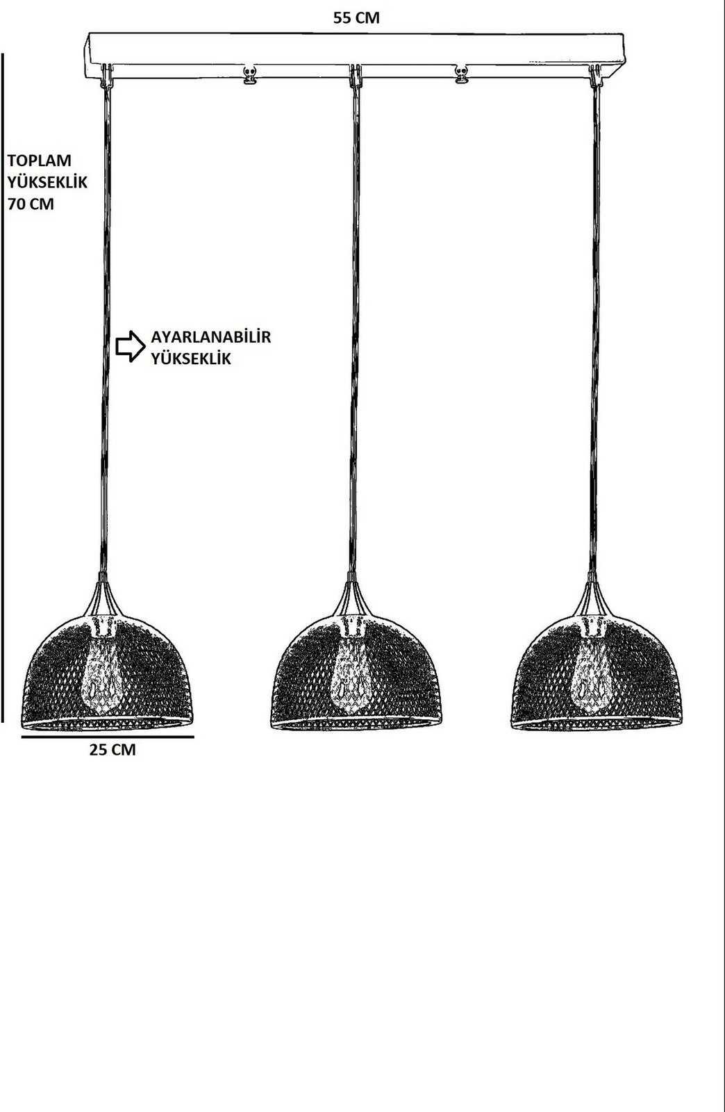 Llambë tavani Opviq, Rota, 3 varëse, e zezë