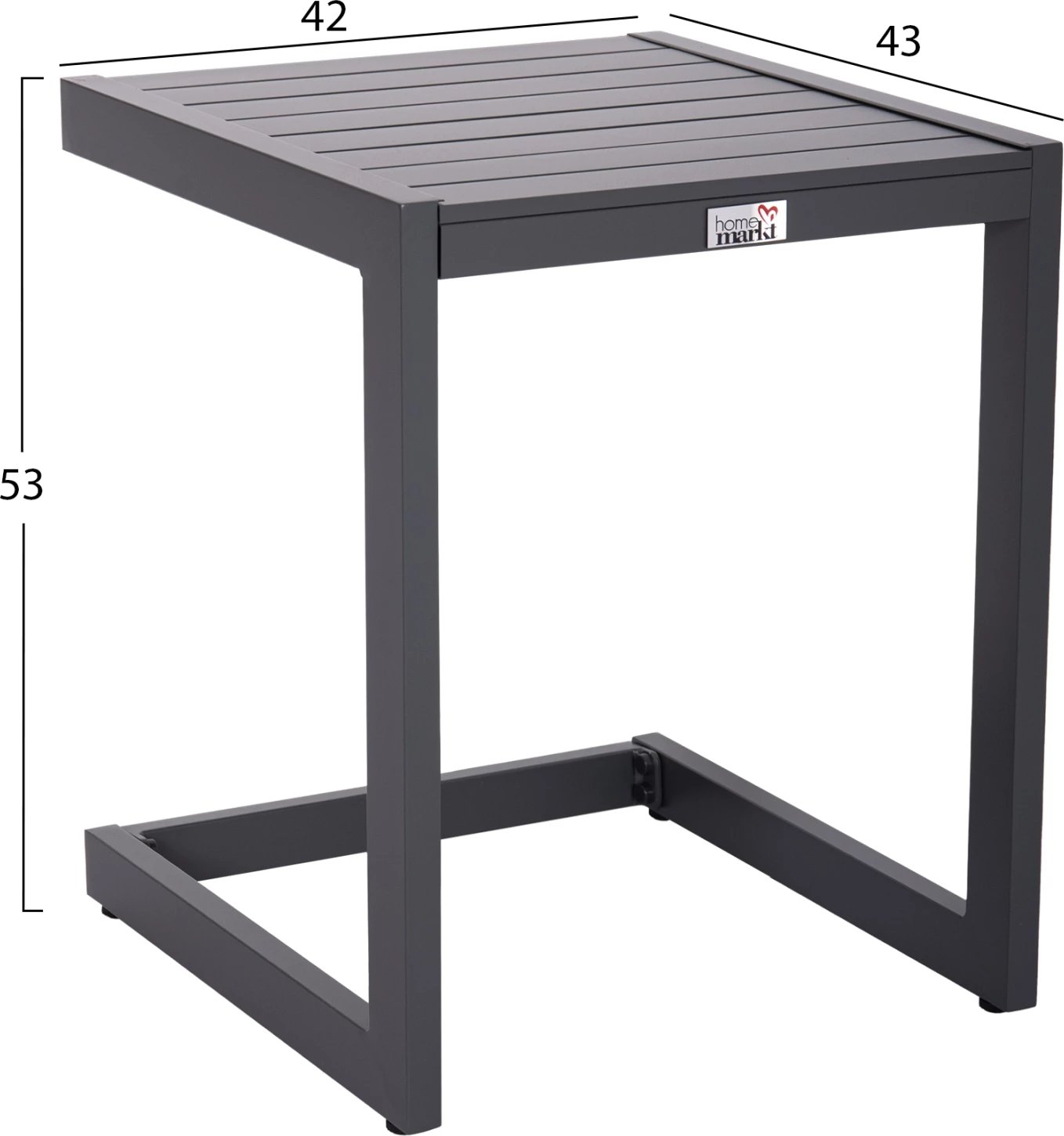 Tavolinë anësore për shezlong, alumin, ngjyrë gri e errët, BELLING FH6274.03, 42x43x53cm