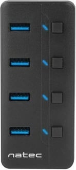Hub USB Natec Mantis 2, 4 porta, USB 3.0, me switch dhe furnizim rryme, i zi