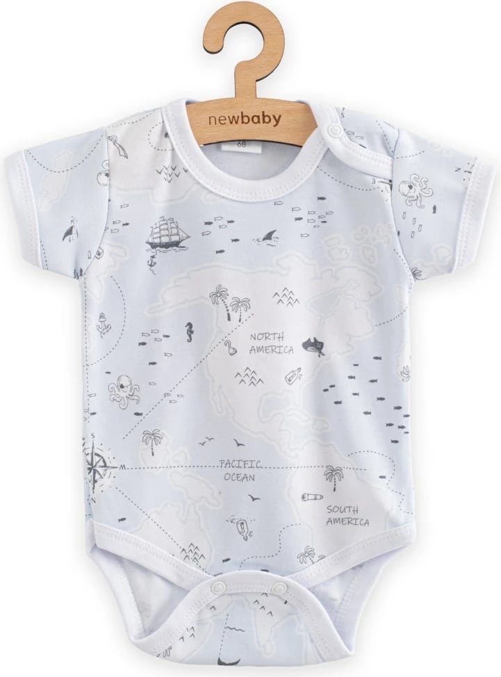 Bodi bebeje, New Baby, For Babies, me mëngë të shkurtra, pambuk 100%, madhësia 62 (3-6m), blu