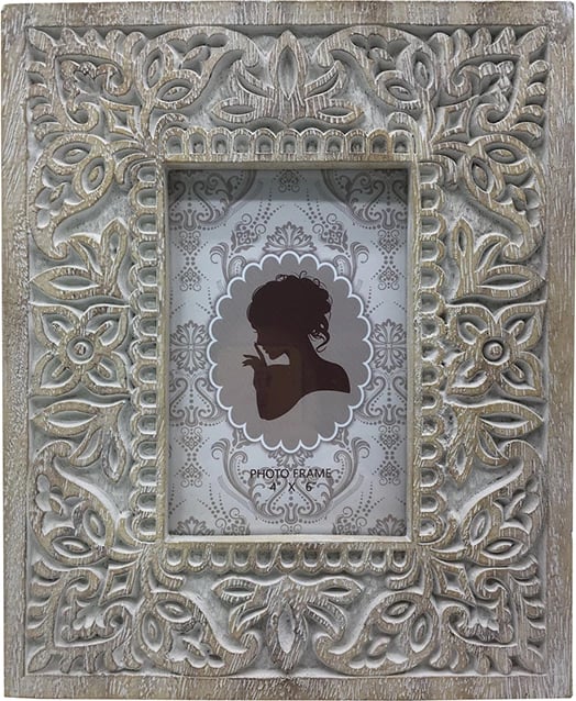 Kornizë foto Fiore, polirezine dhe xham, e bardhë, 21x3x25cm