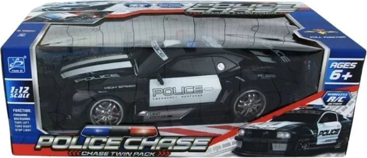 Veture policie me telekomandë Dromader, 1:12, për fëmijë, e zezë