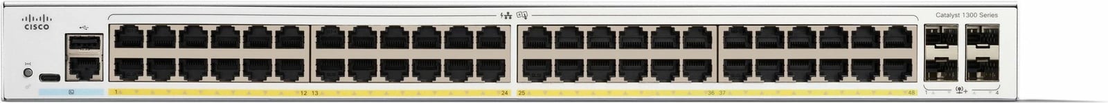 Switch Cisco Catalyst 1300-48P-4X, 48 porta GE, PoE+, 4x10GE SFP+, i bardhë