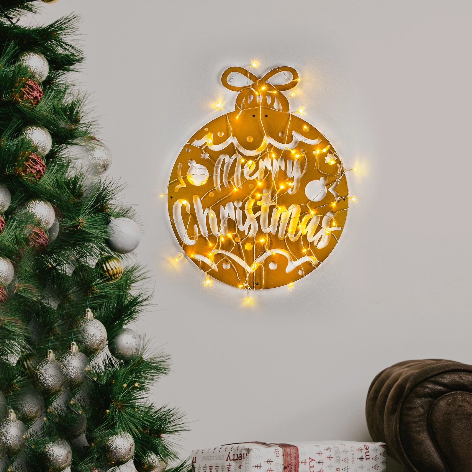 Aksesor dekorativ metalik për mur, ngjyrë ari, Wallity XMASGOLD - 007