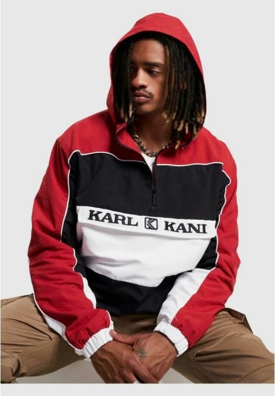 Xhaketë për meshkuj Karl Kani, Retro Block Windbreaker, e bardhë me të zi dhe të kuqe