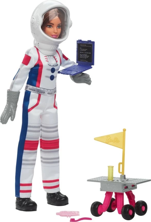 Kukull Barbie Career Astronaut, Mattel HRG41/HRG45 me 10 aksesorë, e bardhë/rozë