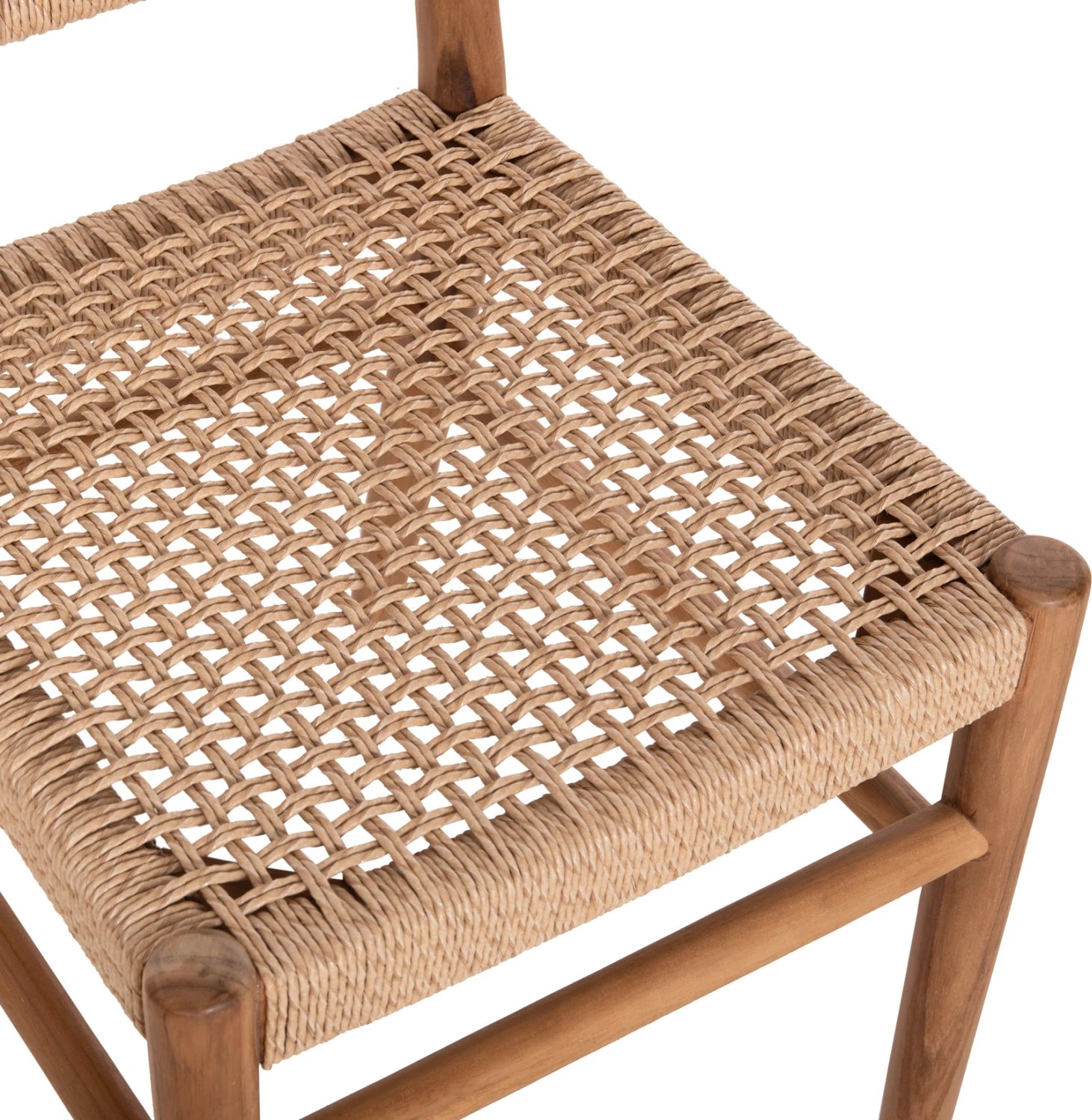 Karrige për ngrënie ROSCO FH6133 dru tik ngjyrë natyrale-VIRO litar ngjyrë bezhë 46x55x79H cm