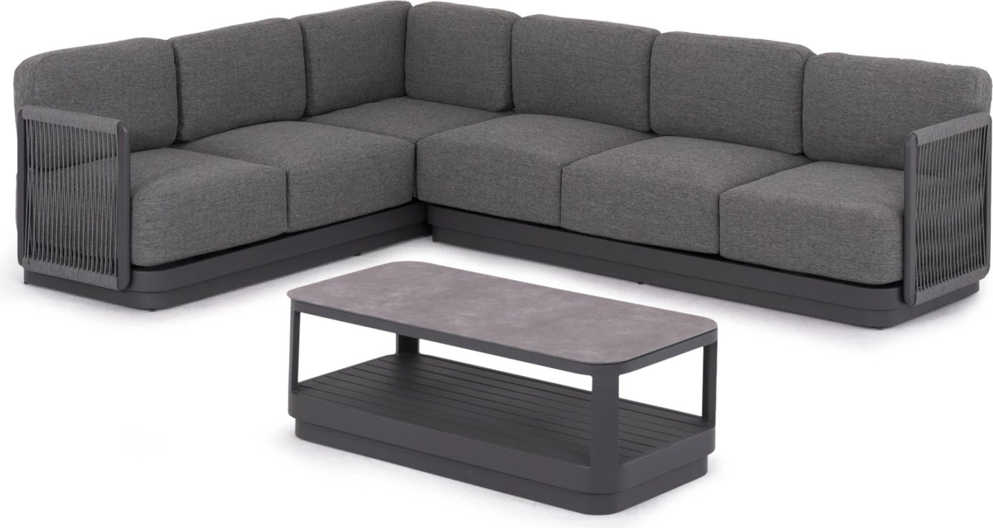 Set këndi për jashtë, 3 pjesë, seria ELYSIA, alumin i hirtë i errët, litar, material tekstili, CD6187.01