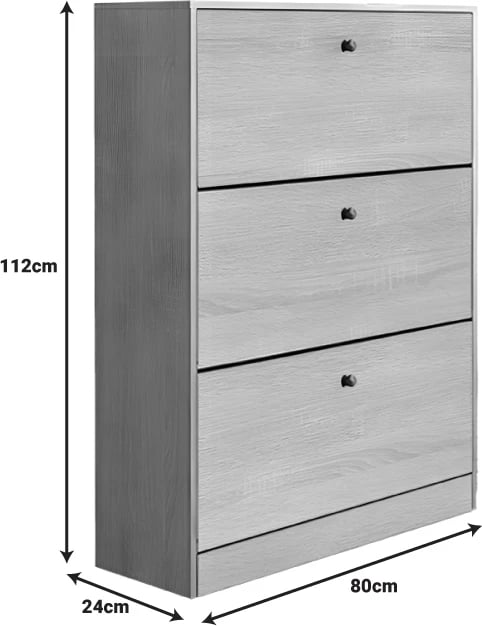 Dollap këpucësh me 3 rafte, ngjyrë natyrale, 80x24x112cm