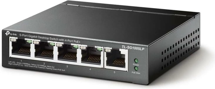 Switch TP-Link TL-SG1005LP 5 porta Gigabit, 4x PoE+ deri 30W, buxhet PoE 40W