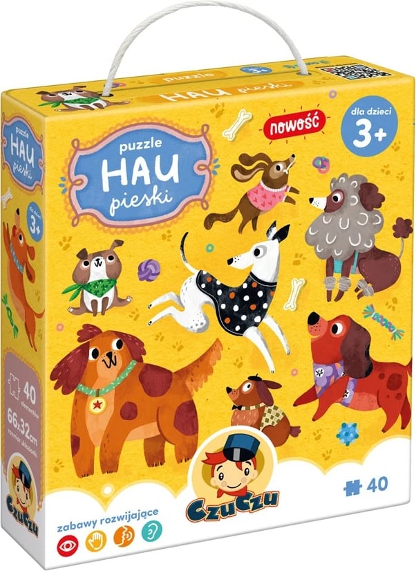 Puzzle për fëmijë CzuCzu Hau, 40 pjesë, qenushë, 66x32cm