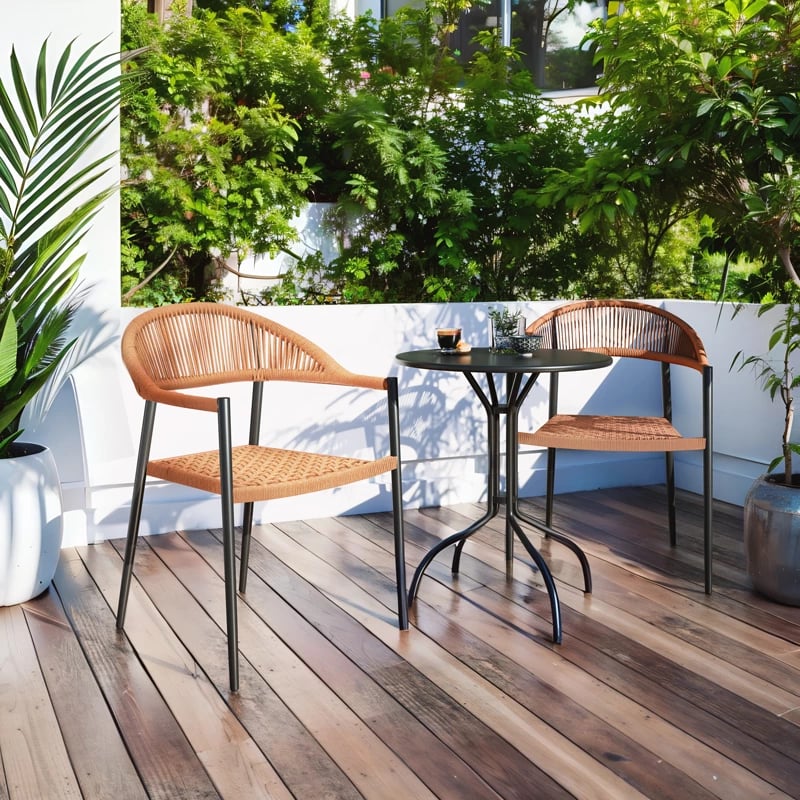 Karrige për kopsht Freiburg alumini, litar i zi, natyral, e kuqe tullë