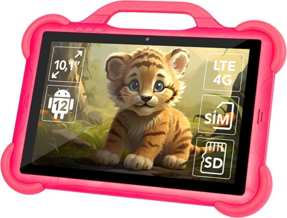 Tablet BLOW KidsTAB10 4G, 10.1", 4GB RAM, 64GB, Android 12, rozë me mbështjellës
