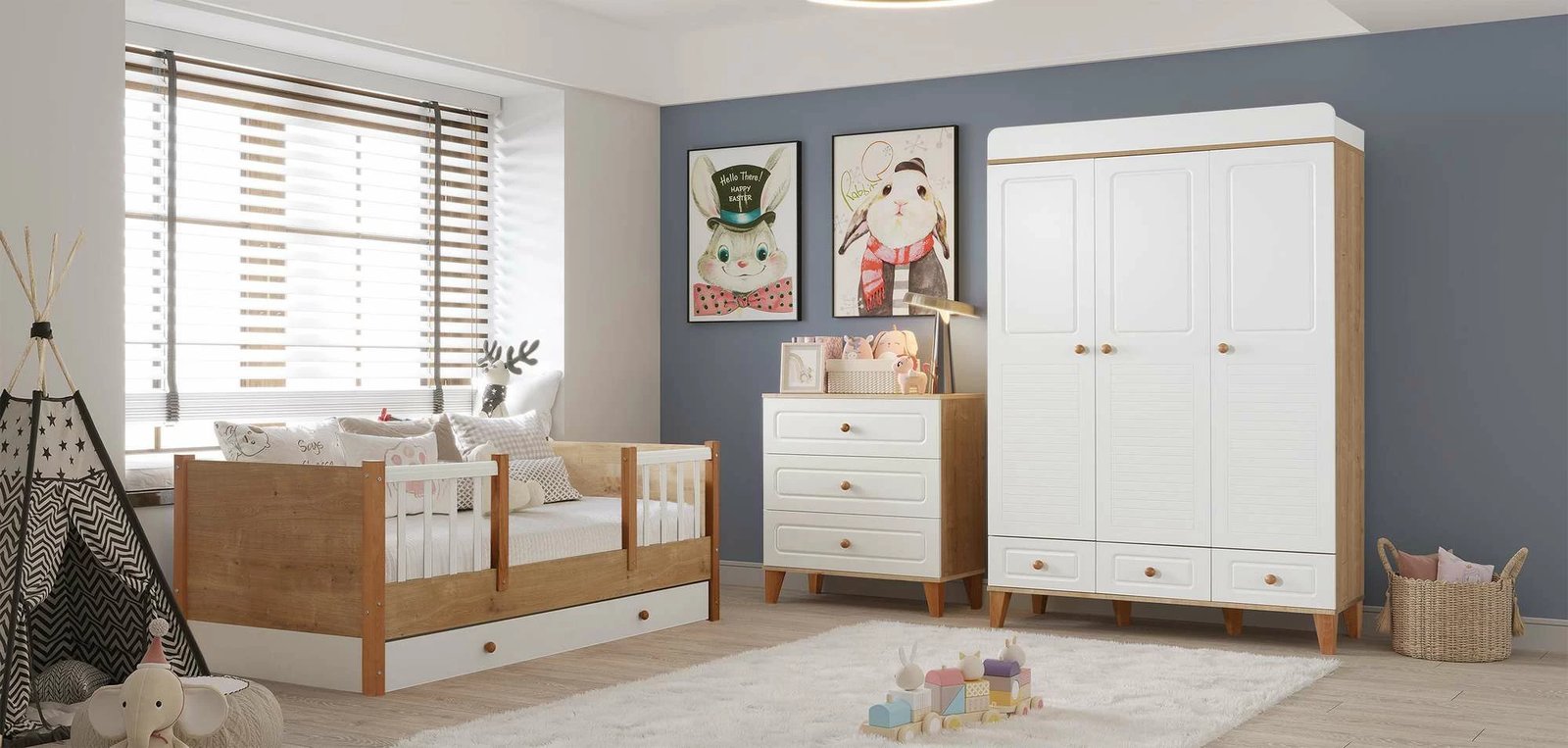 Komodë Skye Decor, ngjyrë lisi safir, Tiffany