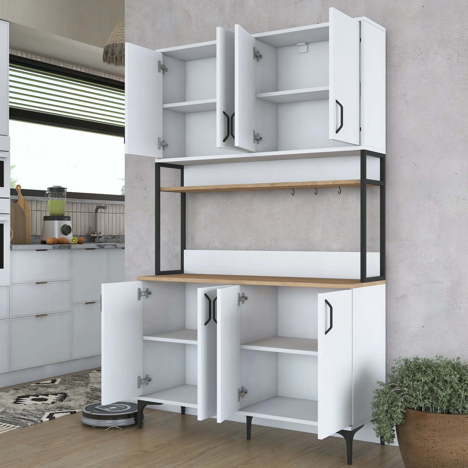 Dollap shumëfunksional Skye Decor, ngjyrë arre dhe e bardhë, JE173 - 3399