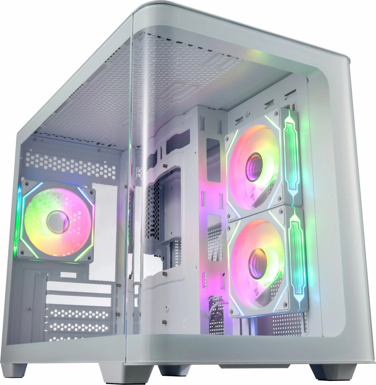 Kasë FSP S380-WA ARGB TG, midi tower, xham i temperuar, e bardhë