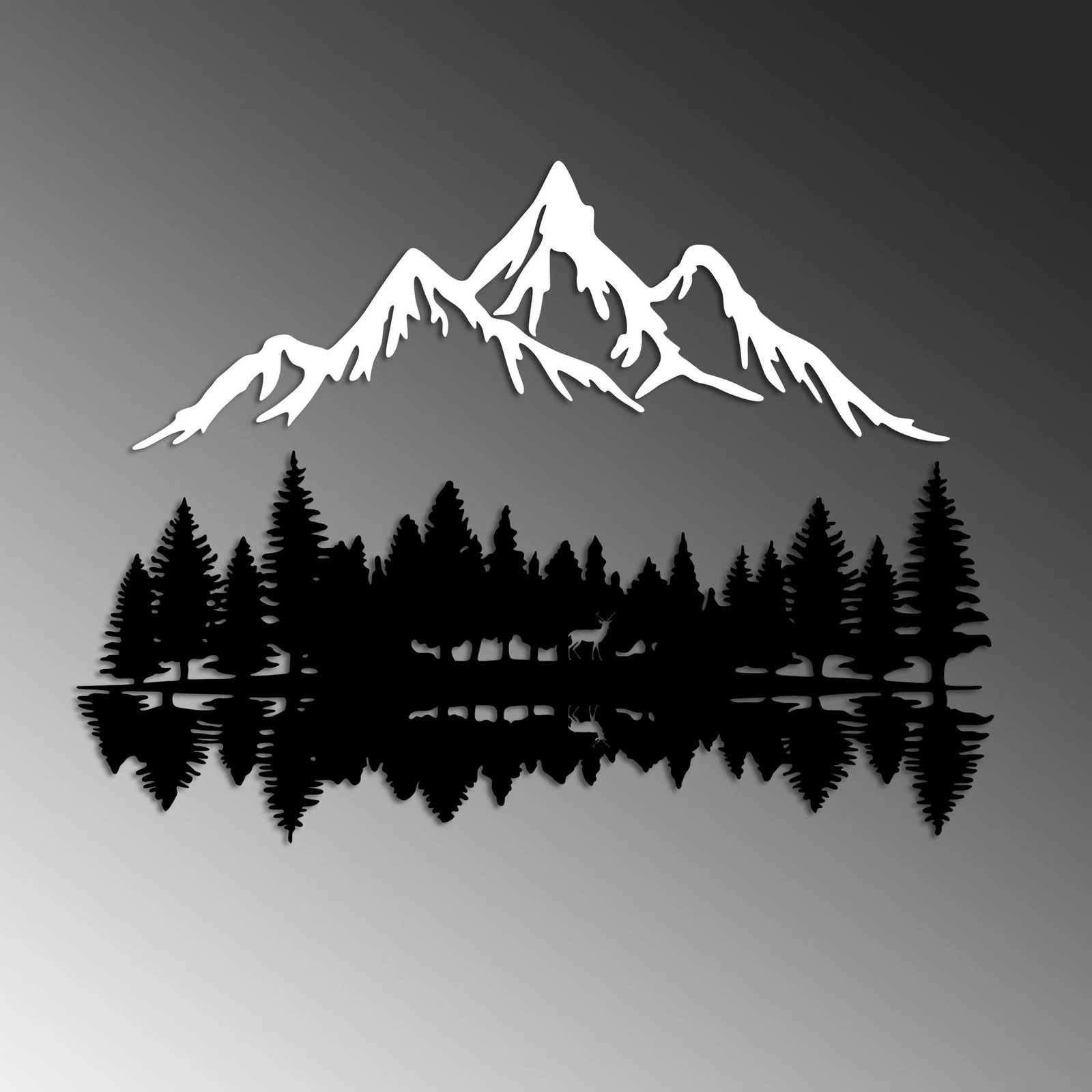 Aksesor dekorativ metalik për mur, dizajn natyrë dhe male, Wallity - 12